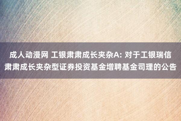 成人动漫网 工银肃肃成长夹杂A: 对于工银瑞信肃肃成长夹杂型证券投资基金增聘基金司理的公告