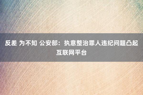 反差 为不知 公安部：执意整治罪人违纪问题凸起互联网平台